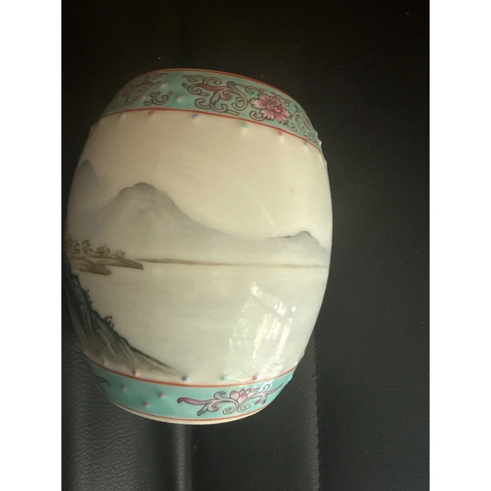 Vintage Jingdezhen Chinese Porcelain Ginger Jar Landscape Pagoda Moriage 06
